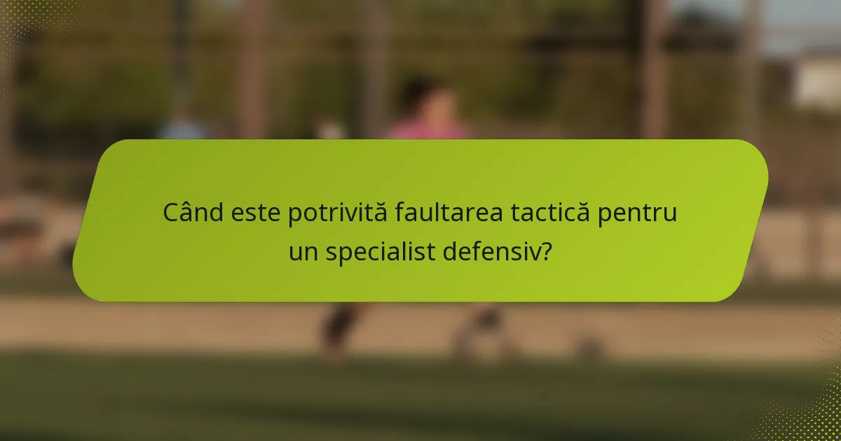 Când este potrivită faultarea tactică pentru un specialist defensiv?