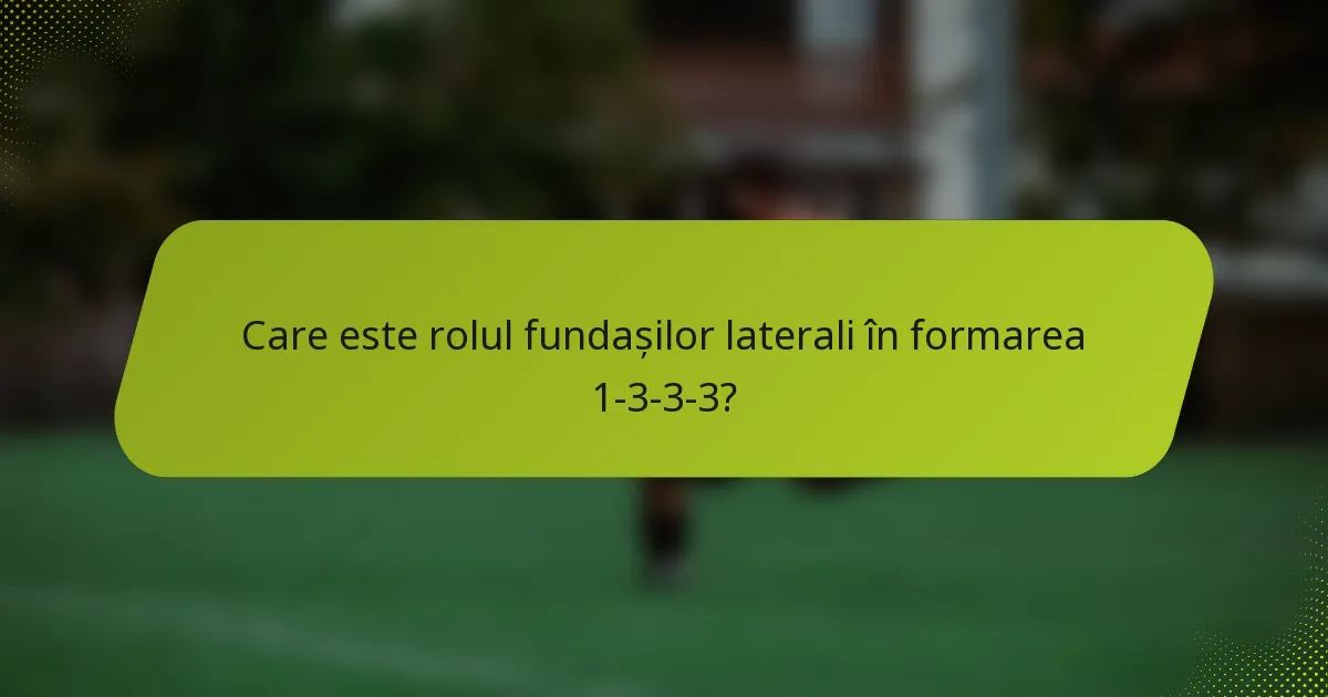 Care este rolul fundașilor laterali în formarea 1-3-3-3?
