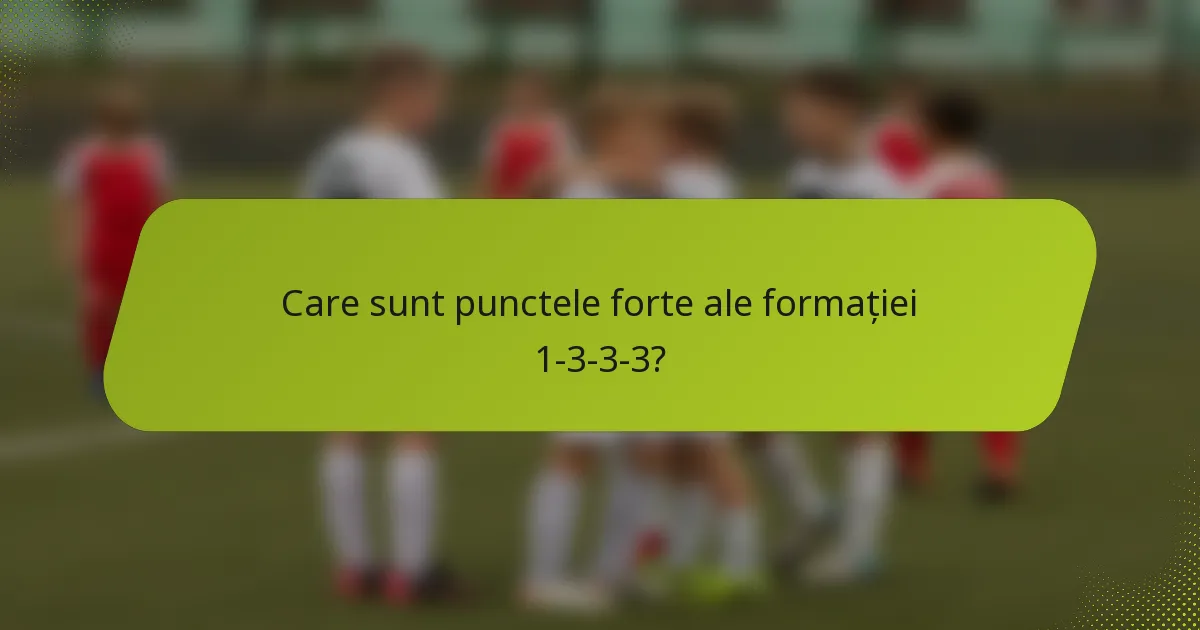 Care sunt punctele forte ale formației 1-3-3-3?