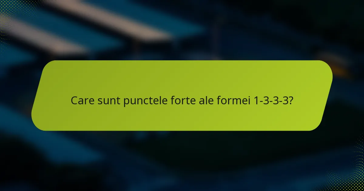 Care sunt punctele forte ale formei 1-3-3-3?