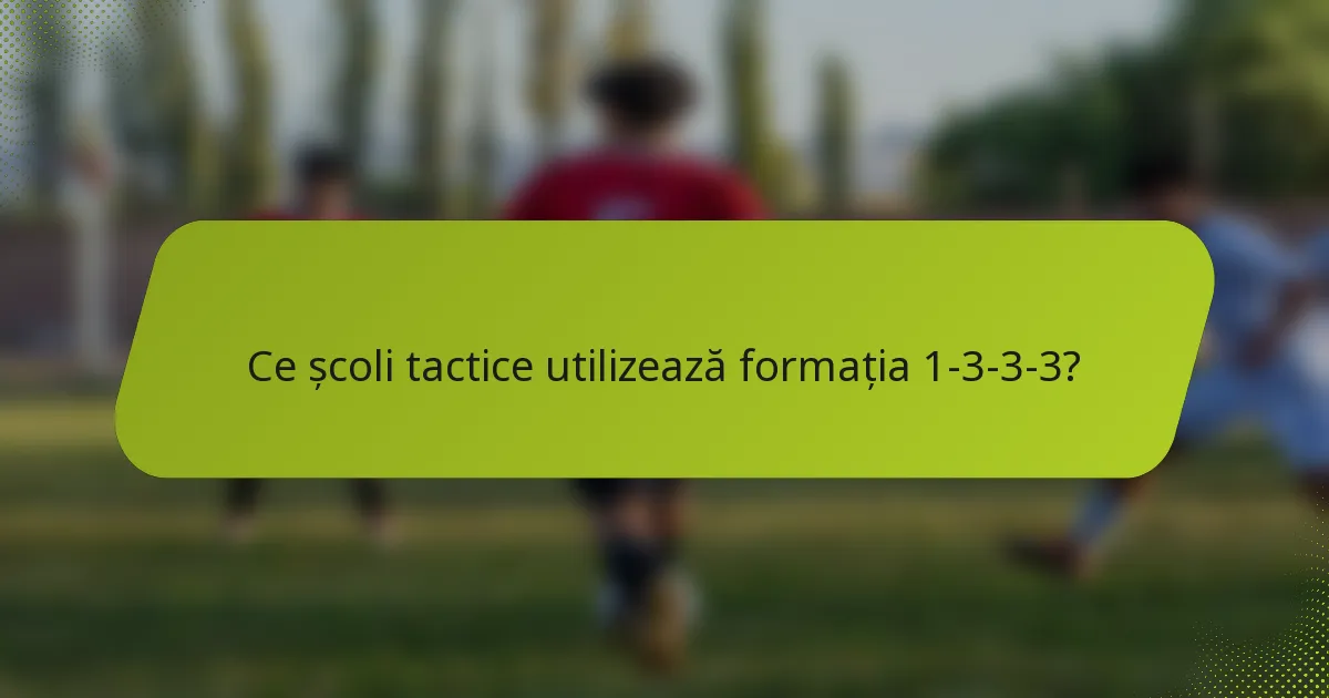 Ce școli tactice utilizează formația 1-3-3-3?