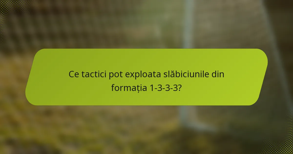 Ce tactici pot exploata slăbiciunile din formația 1-3-3-3?
